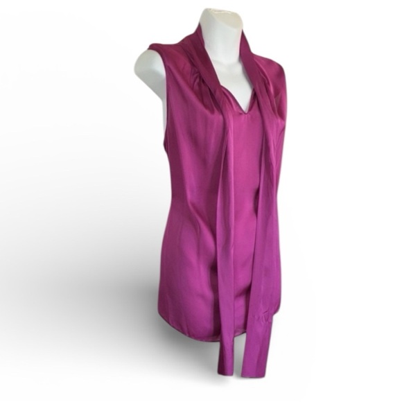 Jones New York Tops - Jones New York's blouse womens 14, hot pink, Sleeveless, Long Neck Ties. EUC